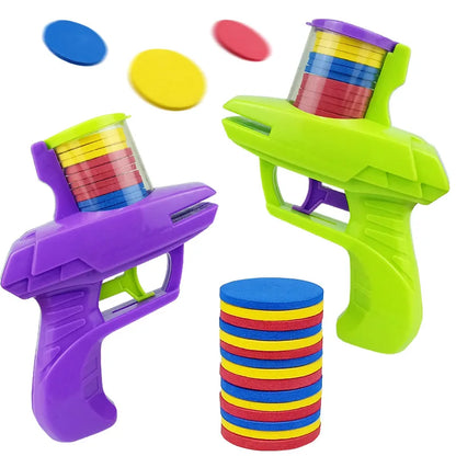 Kids Foam Disc Gun Toy – Flying Disc Shooting Launcher, Double Parent-Child Interactive Outdoor Game
