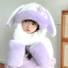 Sanrio Kuromi Winter Hat, Scarf & Gloves Set – Cute Velvet Ear-Moving Cap for Girls, Warm & Cozy