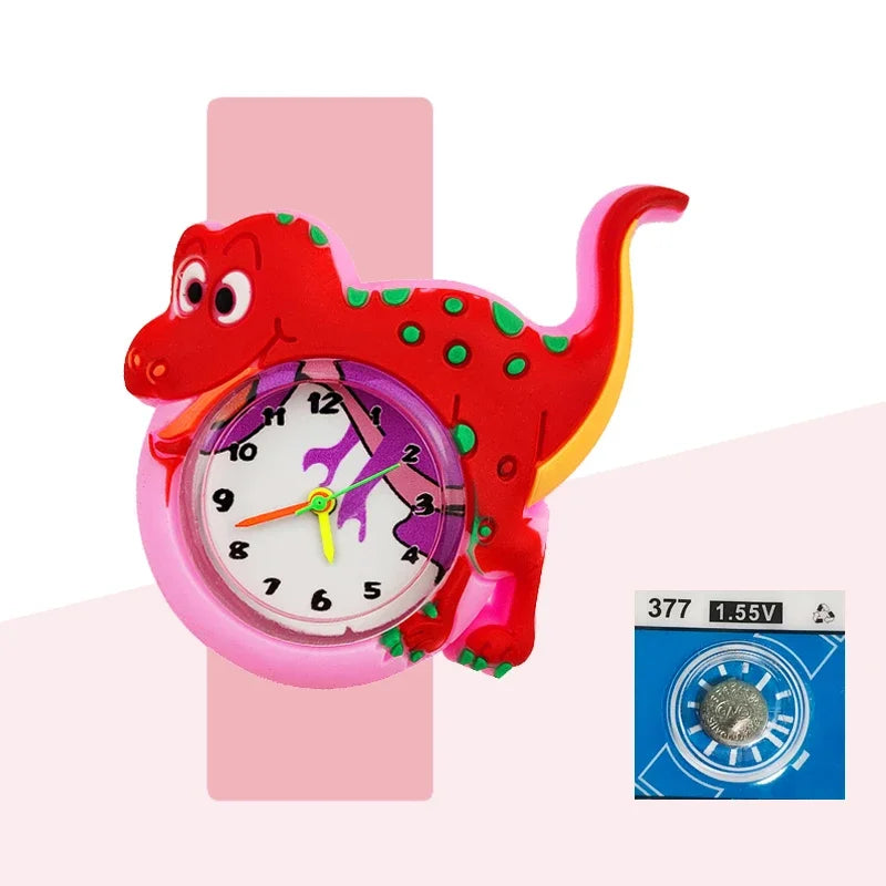 Children’s Cartoon Watch for Ages 2-14 Boys and Girls Soft Silicone Slap Bracelet Student Wristwatch