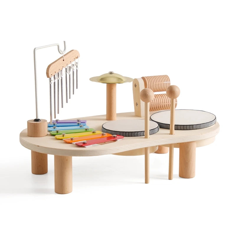 Baby Wooden Montessori Children's Xylophone Music Table Educational Aeolian Bells Musical Toy Newborn Birthday Gift
