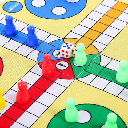 24 cm (9.45 in) Ludo Chess Set Plastic Flying Chess Game with Mouse Pad Portable Mini Table Chess Toy for Home and KTV Bars