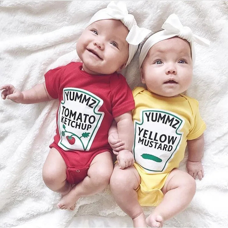 Summer Baby Clothes - Cute Printed Letter Infant Romper with Buttons, Cotton Short Sleeve Bodysuits for 0-18M, Unisex Baby Jumpsuits for Girls and Boys