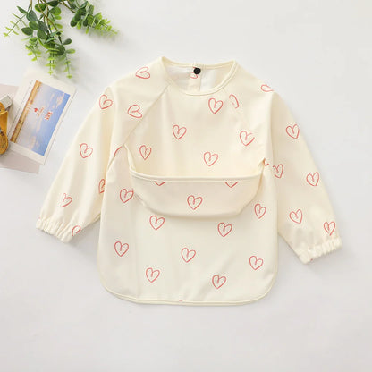 Waterproof Long-Sleeve Baby Bib with Pocket – Full-Cover Feeding Apron & Smock - Kidzy Market