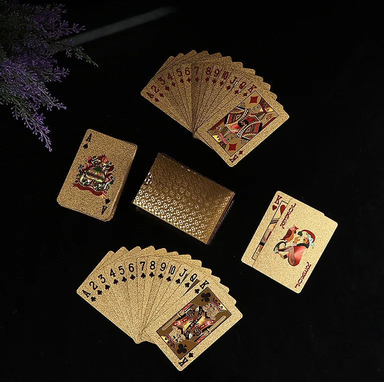 24K Gold Waterproof Playing Cards - Plastic Poker Deck, PET Table Game for Halloween & Christmas, Family Game Night Gift