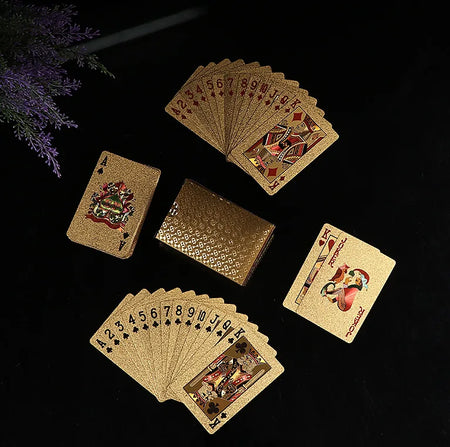24K Gold Waterproof Playing Cards - Plastic Poker Deck, PET Table Game for Halloween & Christmas, Family Game Night Gift