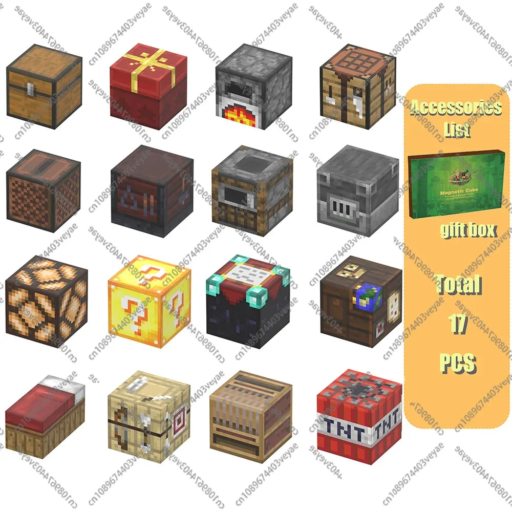 Magnetic Building Blocks Mine World Set – Magnet Cube DIY Model, STEM Sensory Toy for Kids 3+, Gift for Boys and Girls