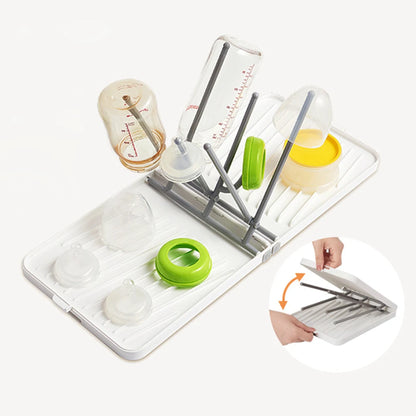 Foldable Baby Bottle Drying Rack with Tray – Travel-Friendly, Space-Saving Dryer for Baby Bottles & Accessories