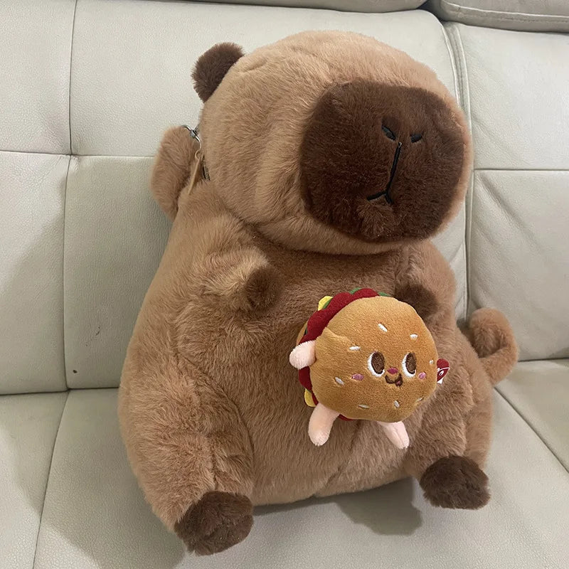 Capybara Plush Backpack – Kawaii Fashion Fur Plushie Shoulder and Mini Knapsack Bag for Kids and Girls