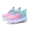 Kids LED Two-Wheel Roller Skate Shoes - Glowing USB Rechargeable Light-Up Sneakers for Boys & Girls