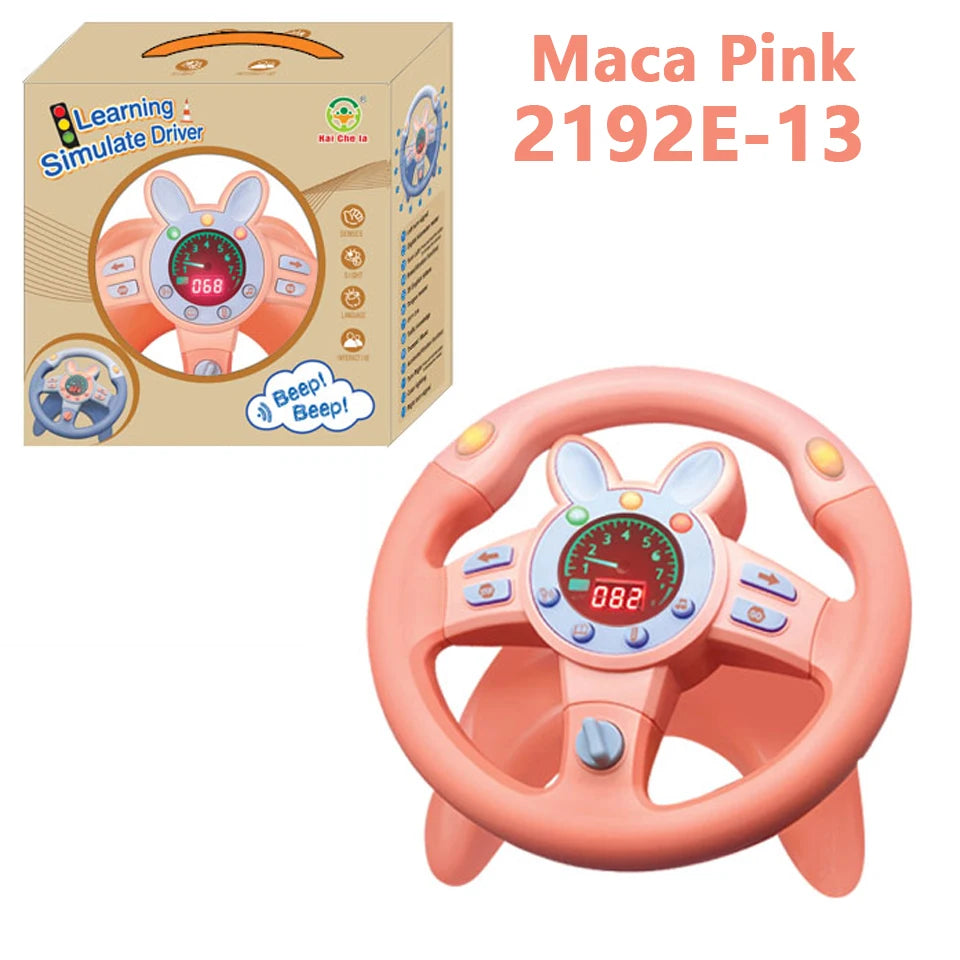 Electric Simulated Driving Steering Controller Portable Wheel Copilot Toy with Light and Sound Educational Gift for Kids