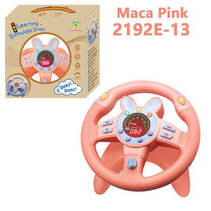 Electric Simulated Driving Steering Controller Portable Wheel Copilot Toy with Light and Sound Educational Gift for Kids