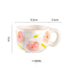 Hand-Pinched Irregular Porcelain Mug 300 ml (10 fl oz) – Flower & Heart Pattern Coffee & Tea Cup, Cute Gift for Kids & Girls