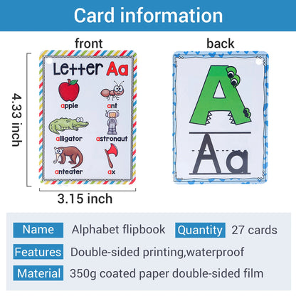 Alphabet 26 Letters & 156 Phonics Words English Flash Cards - Early Development Educational Toys, Montessori Learning for Kids