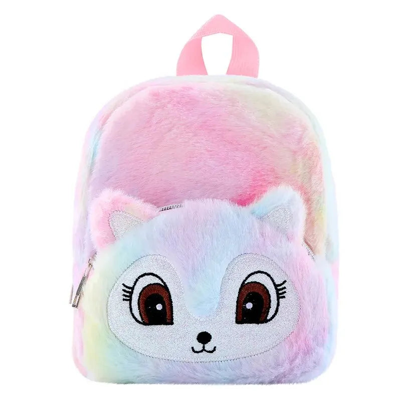 Unicorn Plush Furry Backpack – Sparkling Small School Bag for Girls, Cute Winter Christmas Gift, Adjustable Straps for Kids & Kindergarten - Kidzy Market