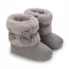 Cute Bowknot Comfortable Boots for Baby Girls, Soft Warm Plus Fleece Boots for Indoor Walking, Autumn and Winter