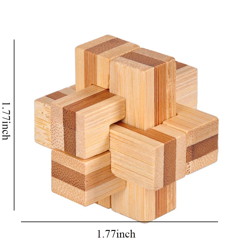 Wooden Kong Ming Lu Ban Lock – Montessori 3D IQ Puzzle for Kids and Adults