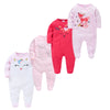 Kavkas 3/4 PCS Baby Romper Set – 100% Cotton Polka Dot Long Sleeve Jumpsuit (Newborn 0-12 Months, Summer Wear)