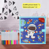 Foldable Chalkboard Book – Children’s Reusable Drawing and Writing Board with 12 Watercolor Pens, Wipeable Art Toy