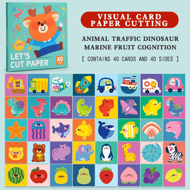 Children’s Craft Toy – Cartoon Animal Origami Paper Cutting Book, Paper Cut Puzzle for Early Learning and Educational Gifts