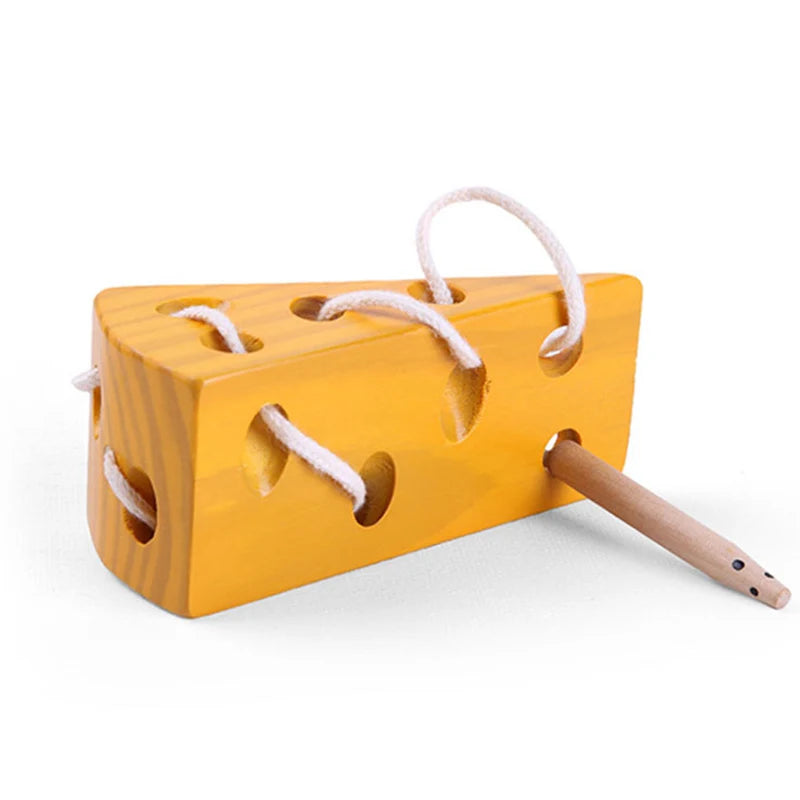 Montessori Activity Worm Eat Apple Toy – Wooden Threading and Development Game for Kids, Toddler Travel Toy for Car and Plane Play