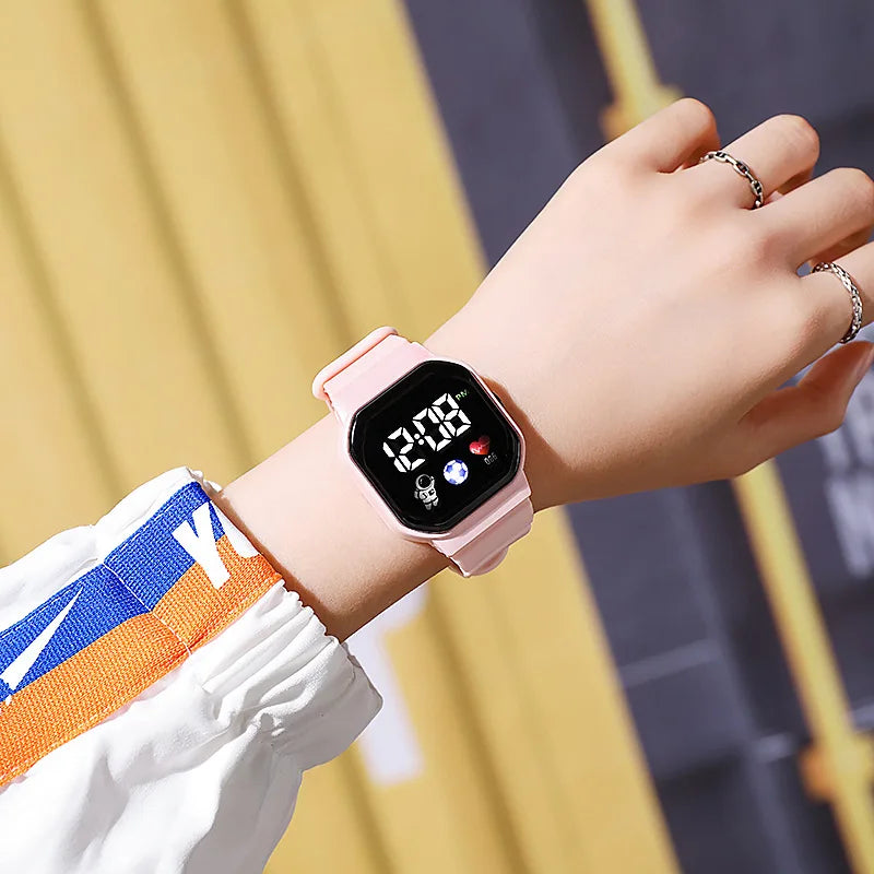 Kids Sport LED Digital Watch Spaceman Silicone Strap Waterproof Electronic Wristwatch for Boys and Girls Gift