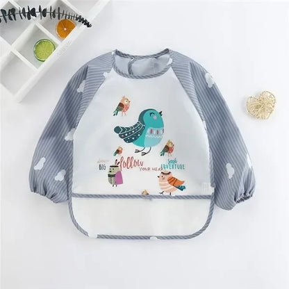 Baby Boys & Girls Burp Cloth Bandana Bibs – Long Sleeve Scarf, Waterproof Toddler Art Smock, Feeding Bib Apron with Pocket for 1-3 Year Olds - Kidzy Market