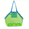 Large Mesh Beach Toy Bag With Blue & Green Side Pockets — Durable Seashell Collecting Tote For Sand Toys & Swimming