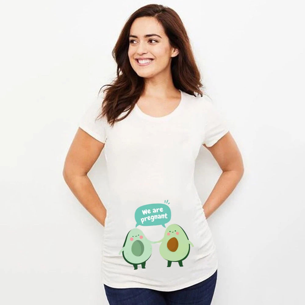 Cute Pattern Print Women's Maternity Shirts 3 Packs Side Ruched Pregnancy Tee Top Tunic Blouse Casual Loose Mama Clothes