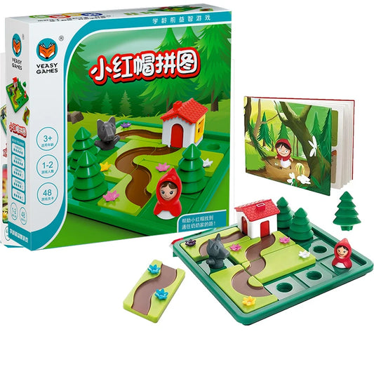Pig Board Game, Little Red Riding Hood Smart Hide & Seek, Board Game with Solution, Skill-Building Puzzle Toy, Children Gift