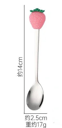 Cute Fruit Shape Baby Feeding Spoon & Dessert Cake Fork – Coffee Stirring Spoon, Kitchen Tableware Utensils, Kids Gifts & Baby Gadgets