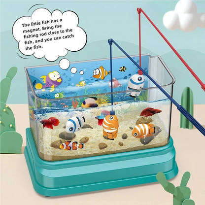 Montessori Wooden Magnetic Fishing Toys for Kids – Cartoon Marine Life Cognition, Parent-Child Interactive Education Game