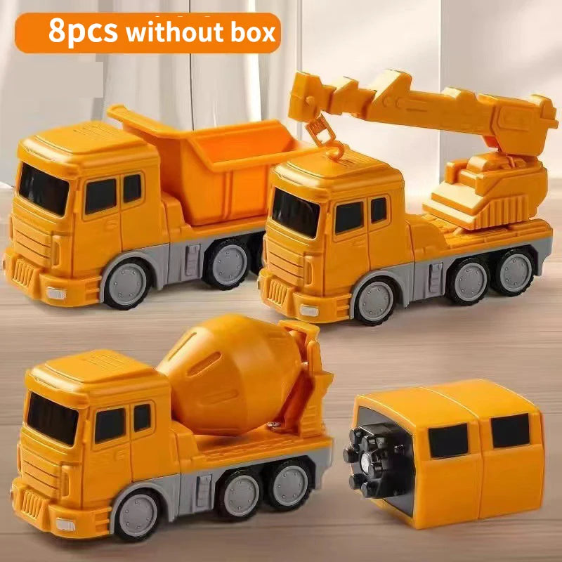 Magnetic Transforming Engineering Car Toy for Toddlers
