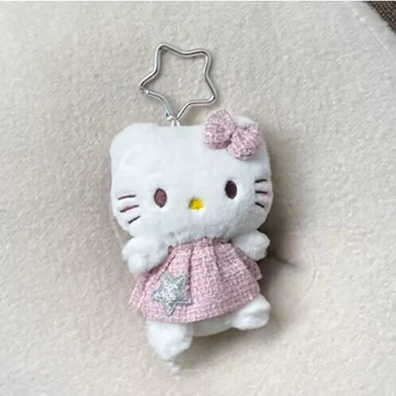 Kawaii Sanrio Hello Kitty Plush Keychain, Love Buckle Plush Doll Bag Pendant Ornament