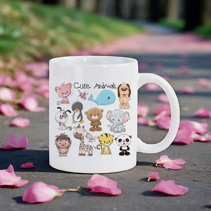 Cute Big-Eyes Animal Porcelain Coffee Mug - 320 ml (10.8 fl oz) Cartoon Kids Breakfast & Juice Cup