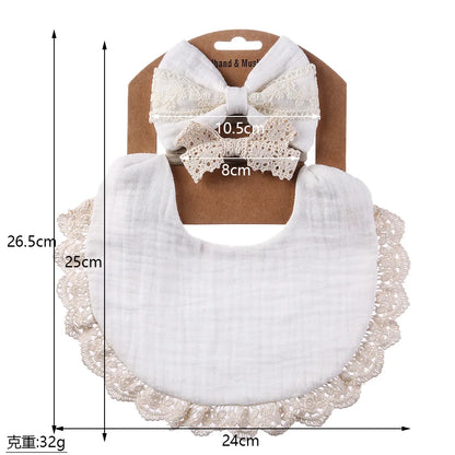 3Pcs/Set Muslin Cotton Bamboo Baby Bibs with Tassel Lace | Adjustable Feeding Drool Burp Cloths for Boys & Girls | Infant Scarf Towel Set - Kidzy Market