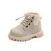 Kids Leather Chelsea Boots - Waterproof Toddler Snow Boots, Beige Unisex Ankle Boots