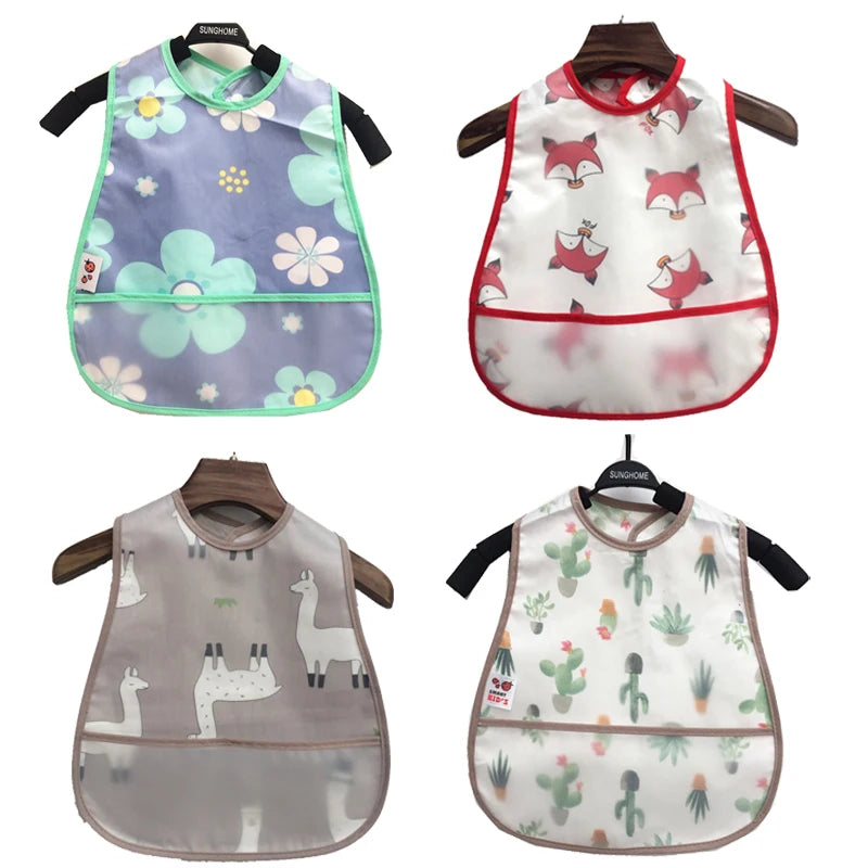2023 New Cartoon Pattern EVA Waterproof Baby Bibs – Adjustable Feeding Apron with Pocket for Kids, Baby Burp Cloths - Kidzy Market
