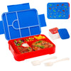 1330ml (1.33 L / 45 fl oz) Kids Leakproof Divided Bento Lunch Box with Cute Pattern — Portable Microwave-Safe Lunchbox with Utensils for School