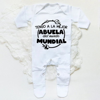I Have The Best Grandmother in The World Letter Print Baby Sleepsuit – Long Sleeve Casual Soft Infant Romper, Round Neck Jumpsuit