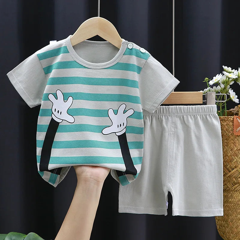 Summer Baby Clothes Set – Casual Baby Boy Clothing Set with T-shirt & Shorts – Kids Unisex Short Sleeve Sports Outfit – Infant Baby Girl Clothes