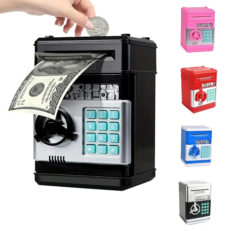 Children’s Cartoon Password ATM Bank – Safe Music Automatic Roll Money Deposit Toy for Kids