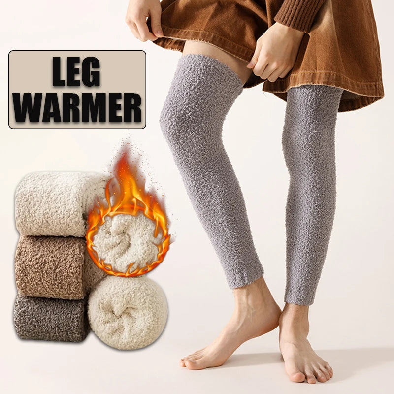 1 Pair Men Cozy Over-the-Knee Thermal Leg Warmers - Soft & Comfortable Casual Long Socks | Solid Color, High-Quality Fashion Male Socks