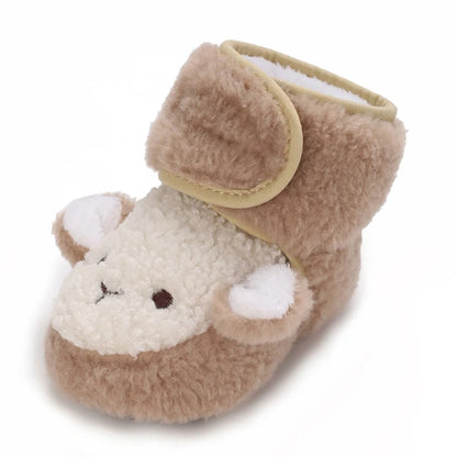 Winter Snow Baby Boots, Cute Bear Warm Booties for Kids, Soft Sole Infant Newborn Toddler Baby Girl Shoes