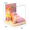 Mini DIY Wooden Dollhouse Kit 11.5 x 9 x 9 cm (4.5 x 3.5 x 3.5 in) - 3D Miniature House with Furniture & Dust Cover, Assembly Model Gift for Teens & Adults