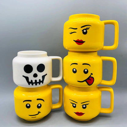 Cartoon Ceramic 250ml (8.5 fl oz) Mug — Cute Impish Figure-Head Coffee & Tea Cup, 1-Pack Porcelain Drinkware for Couples & Family
