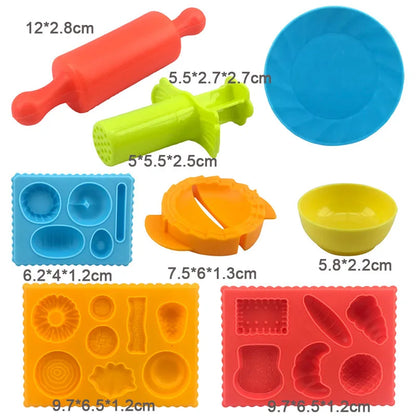 Children's DIY Plasticine Mold Modeling Clay Accessories - Play Dough Tool Kit with Plastic Set, Knife, and Mold, Educational Toys Gift for Kids