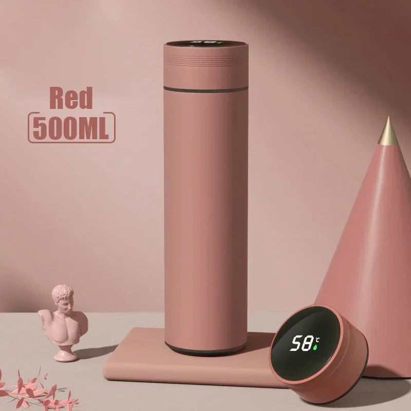 500ml (16.9 fl oz) Temperature Display Stainless Steel Vacuum Insulated Divided Thermos Bottle — Leakproof Travel Flask, Father's Day Gift