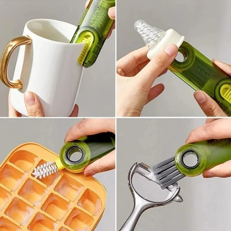 3-in-1 U-Shaped Cup Mouth Brush - Baby Bottle Deep Cleaning 360° No Dead Angle Rotatable Brush