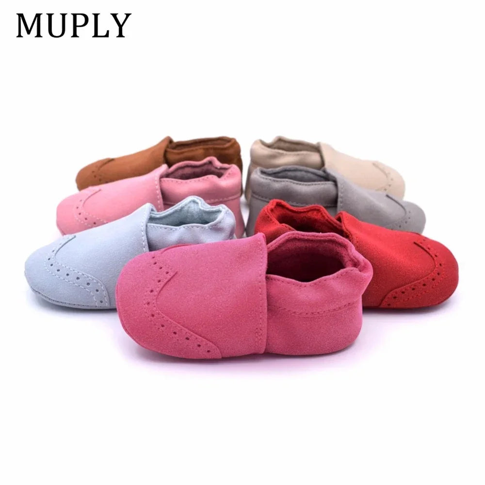 Nubuck Leather Baby Shoes – Infant Toddler Soft Sole Moccasins for Boys & Girls, High-Quality First Walkers (0-18M)