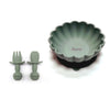 Personalized 3-Piece Silicone Kids Tableware Set Bowl Fork Spoon BPA-Free Suction Plate Microwave & Dishwasher Safe